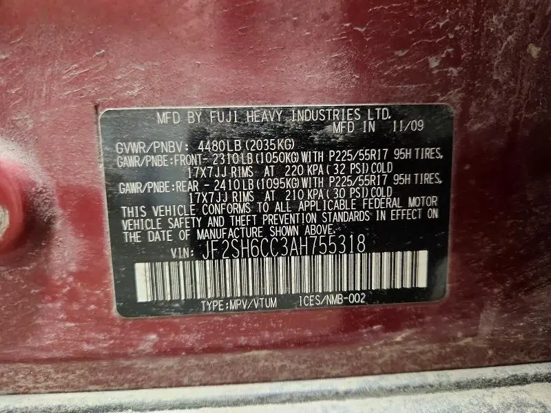 2010 SUBARU FORESTER 2.5X PREMIUM  