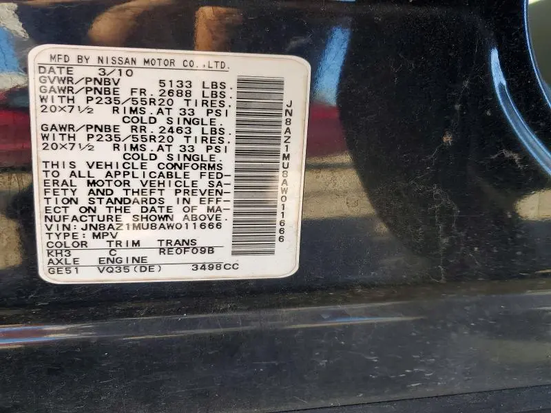 2010 NISSAN MURANO S  