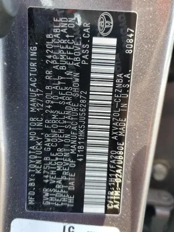 2018 TOYOTA CAMRY L  
