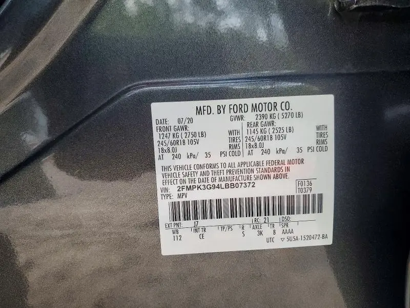 2020 FORD EDGE SE  