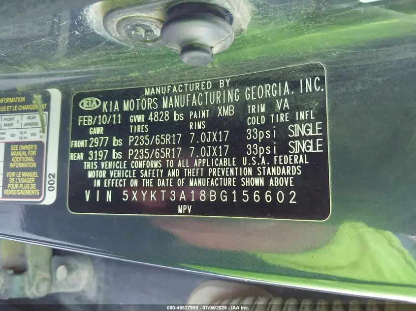2011 KIA SORENTO LX