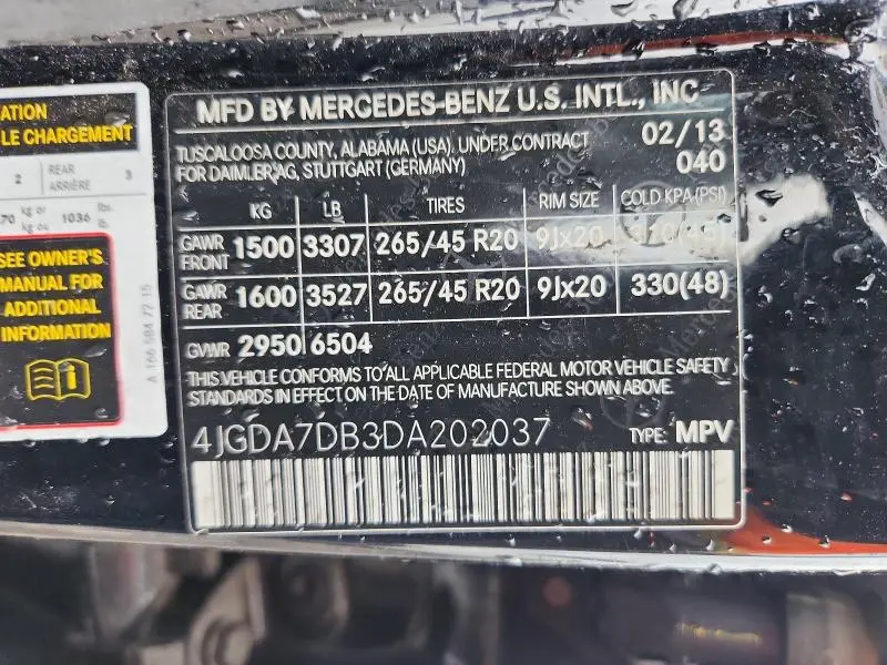 2013 MERCEDES-BENZ ML 550 4MATIC  