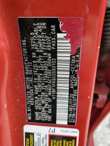 2012 TOYOTA CAMRY BASE  