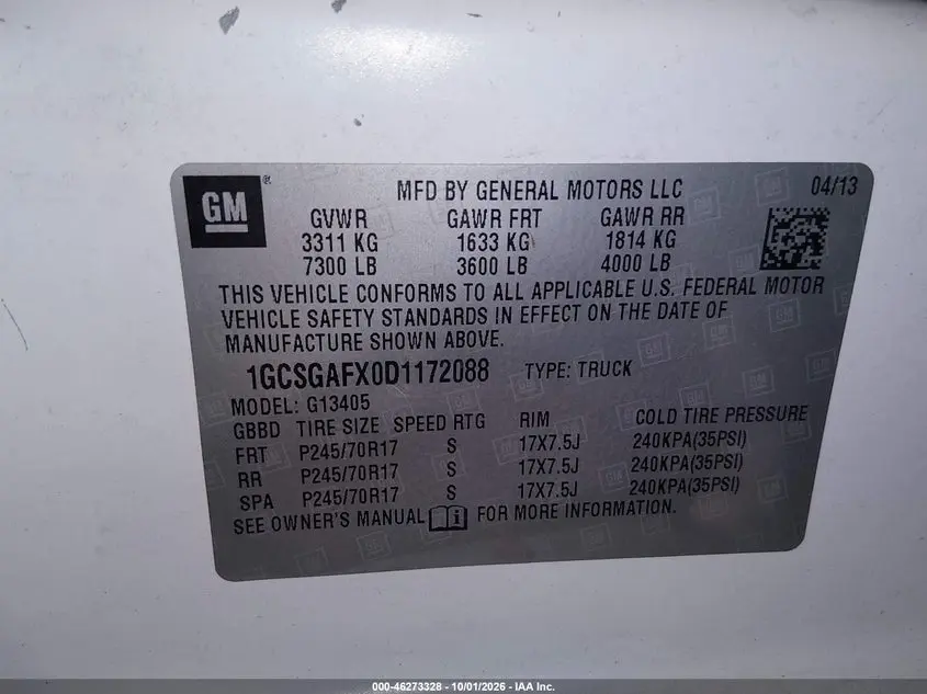 2013 CHEVROLET EXPRESS 1500 WORK VAN