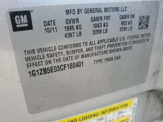 2012 CHEVROLET MALIBU LS  