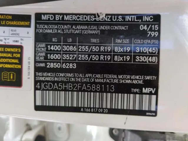 2015 MERCEDES-BENZ ML 350 4MATIC  