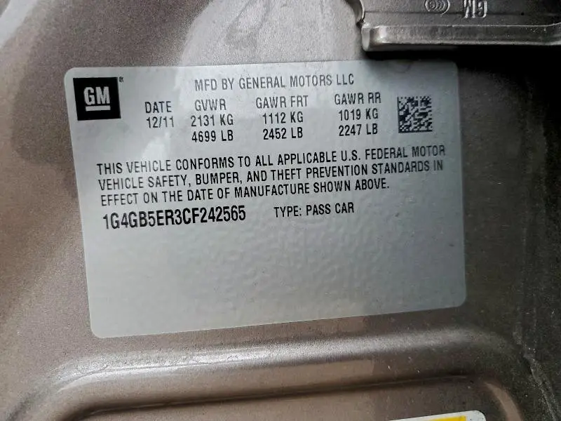 2012 BUICK LACROSSE CONVENIENCE  