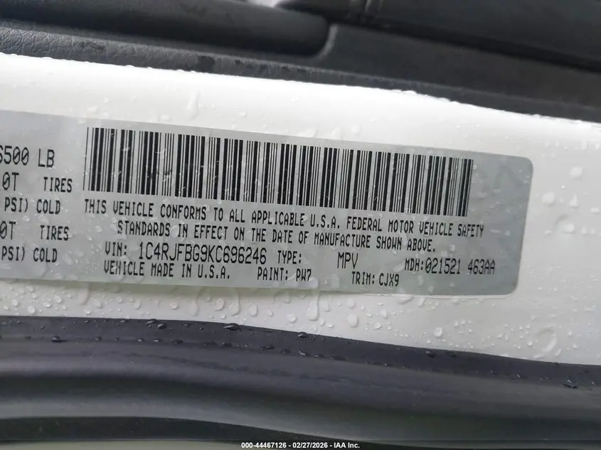 2019 JEEP GRAND CHEROKEE LIMITED 4X4