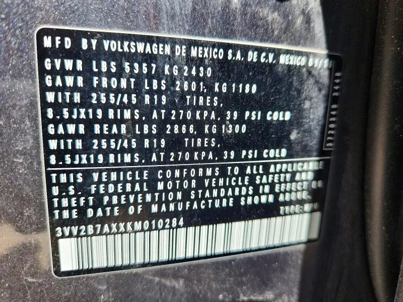 2019 VOLKSWAGEN TIGUAN SE  