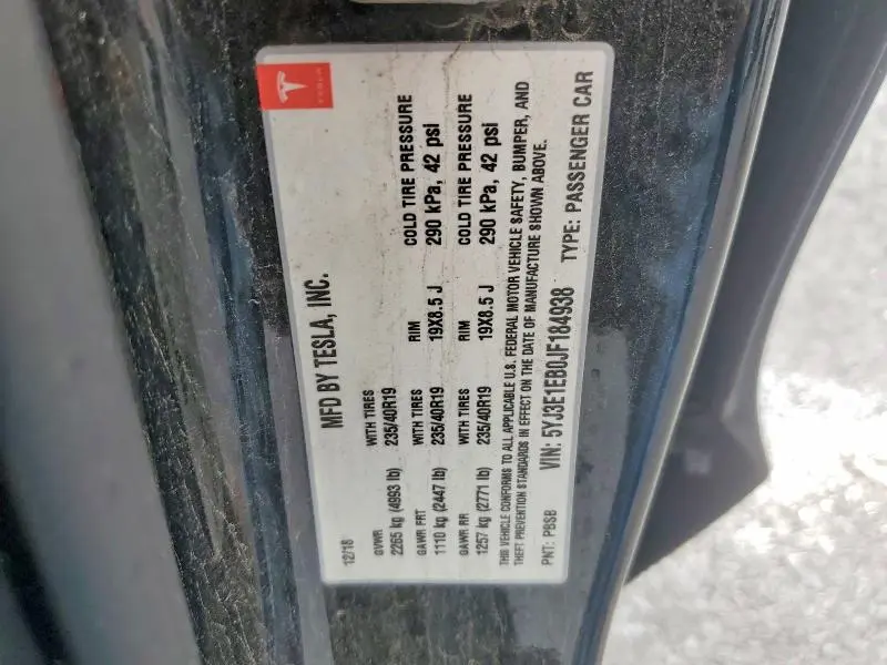 2018 TESLA MODEL 3   