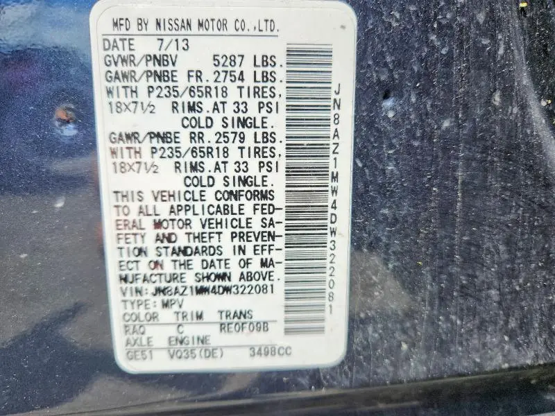 2013 NISSAN MURANO S  