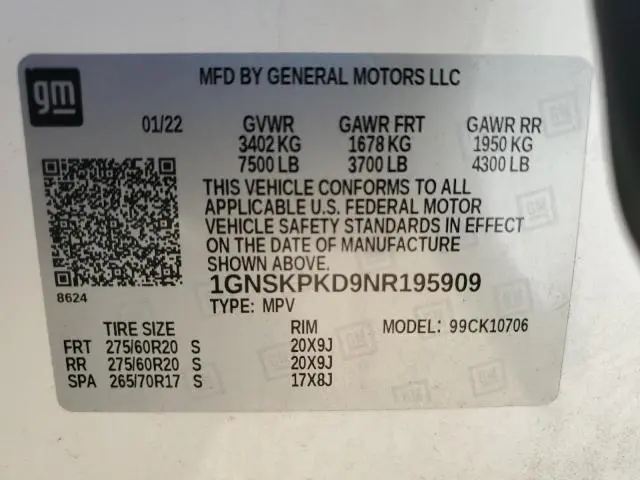 2022 CHEVROLET TAHOE K1500 Z71  