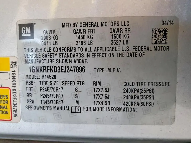 2014 CHEVROLET TRAVERSE LS  
