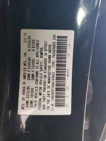 2016 HONDA ACCORD LX  