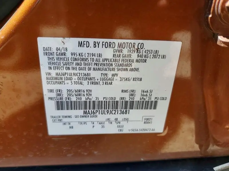 2018 FORD ECOSPORT SE  
