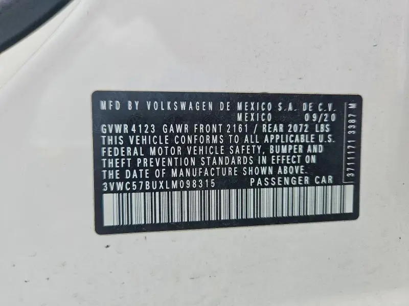 2020 VOLKSWAGEN JETTA S  