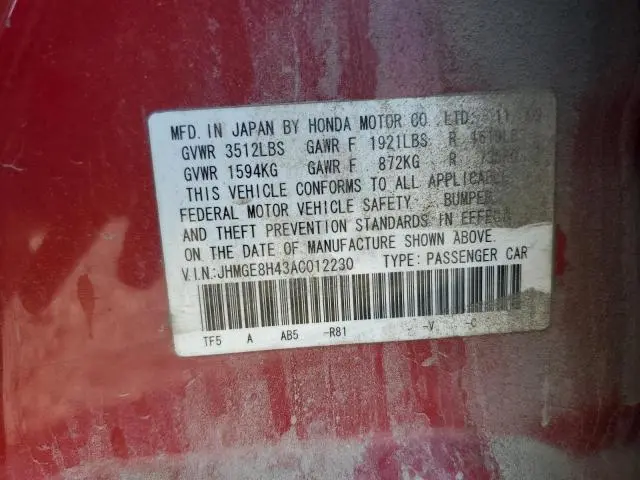 2010 HONDA FIT SPORT  