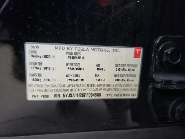 2015 TESLA MODEL S 85D  