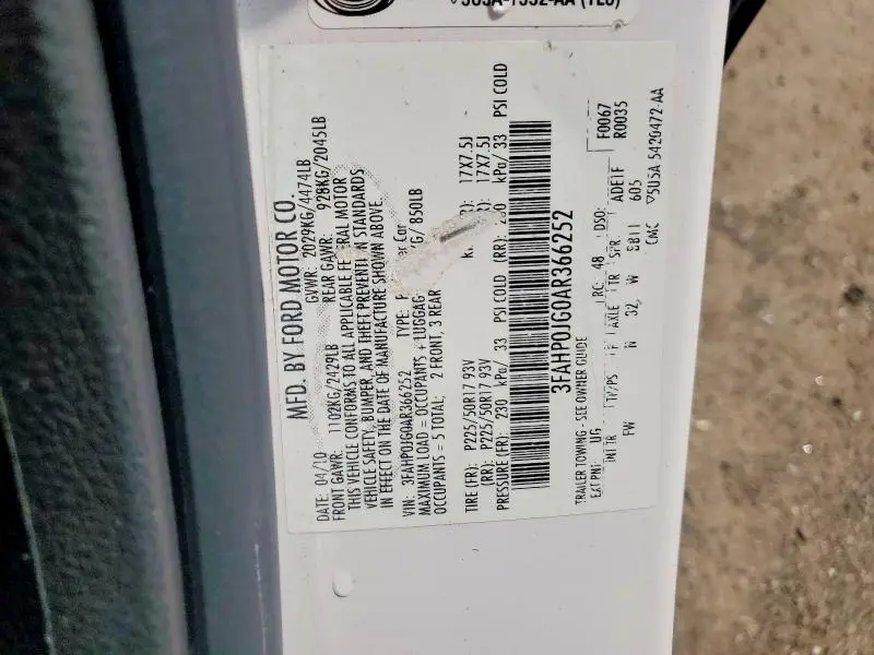 2010 FORD FUSION SEL  