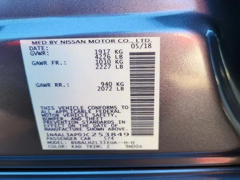 2018 NISSAN ALTIMA 2.5 SR  