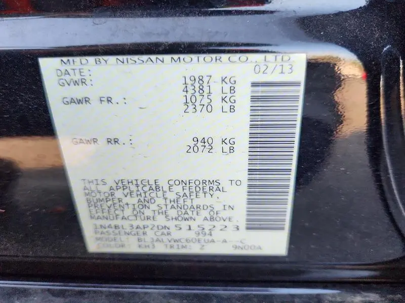 2013 NISSAN ALTIMA 3.5 S  