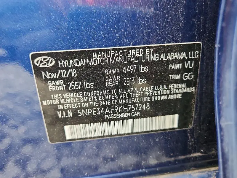 2019 HYUNDAI SONATA SEL  