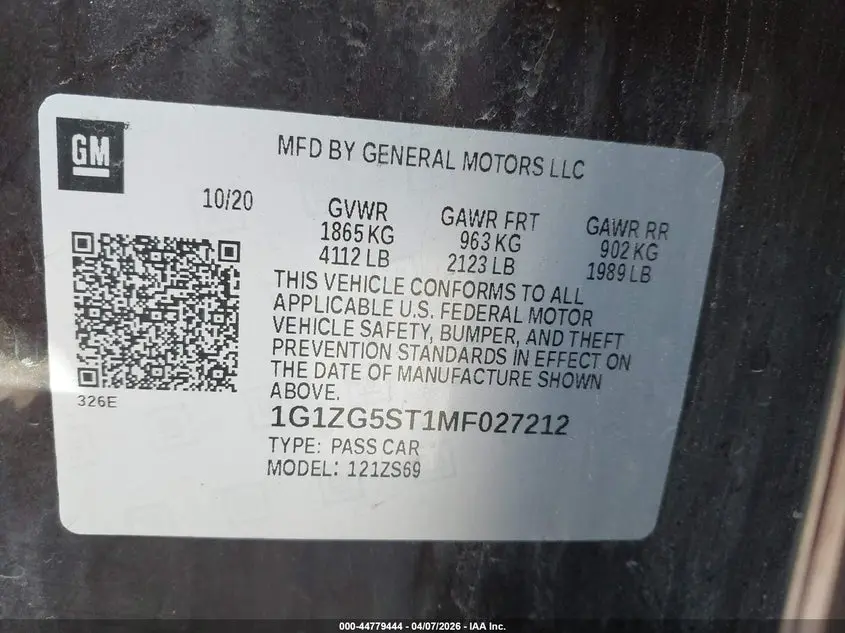 2021 CHEVROLET MALIBU FWD RS