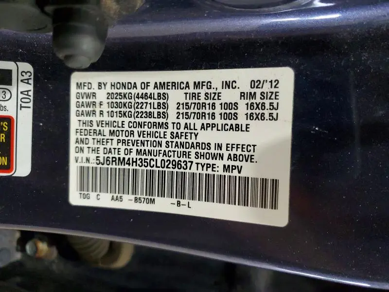 2012 HONDA CR-V LX  
