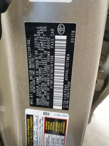 2011 TOYOTA CAMRY BASE  