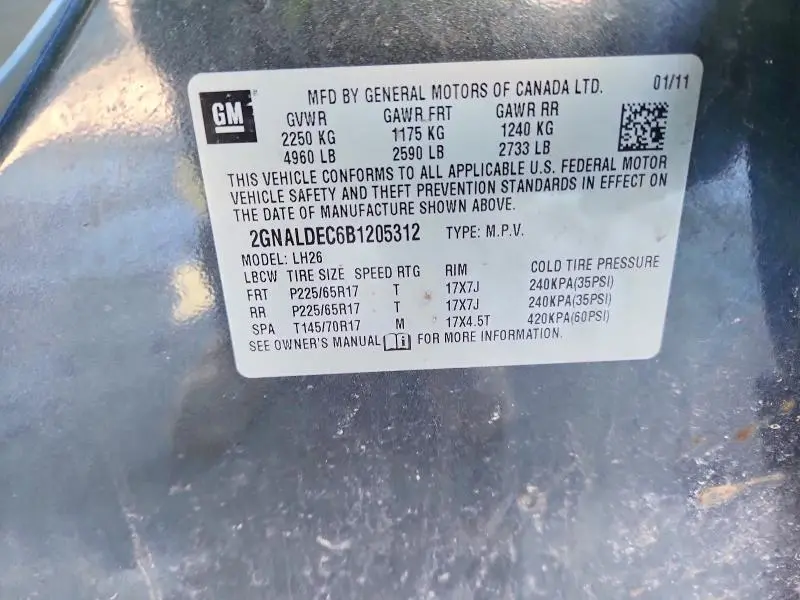 2011 CHEVROLET EQUINOX LT  