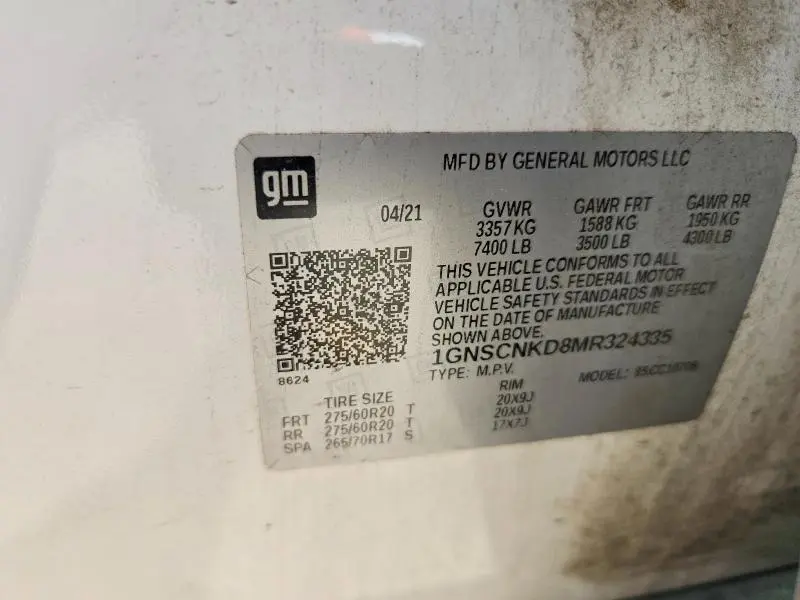 2021 CHEVROLET TAHOE C1500 LT  