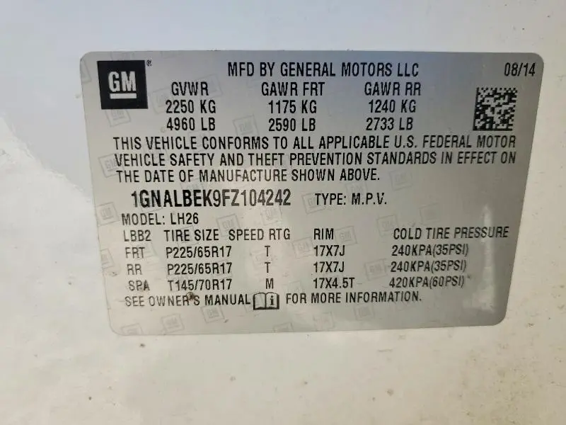 2015 CHEVROLET EQUINOX LT  