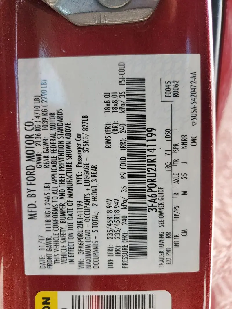 2018 FORD FUSION TITANIUM/PLATINUM HEV  