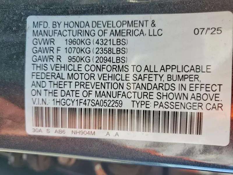 2025 HONDA ACCORD SE  