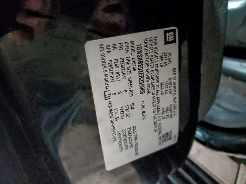 2014 CHEVROLET TAHOE K1500 LT  