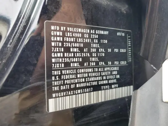 2016 VOLKSWAGEN TIGUAN S  