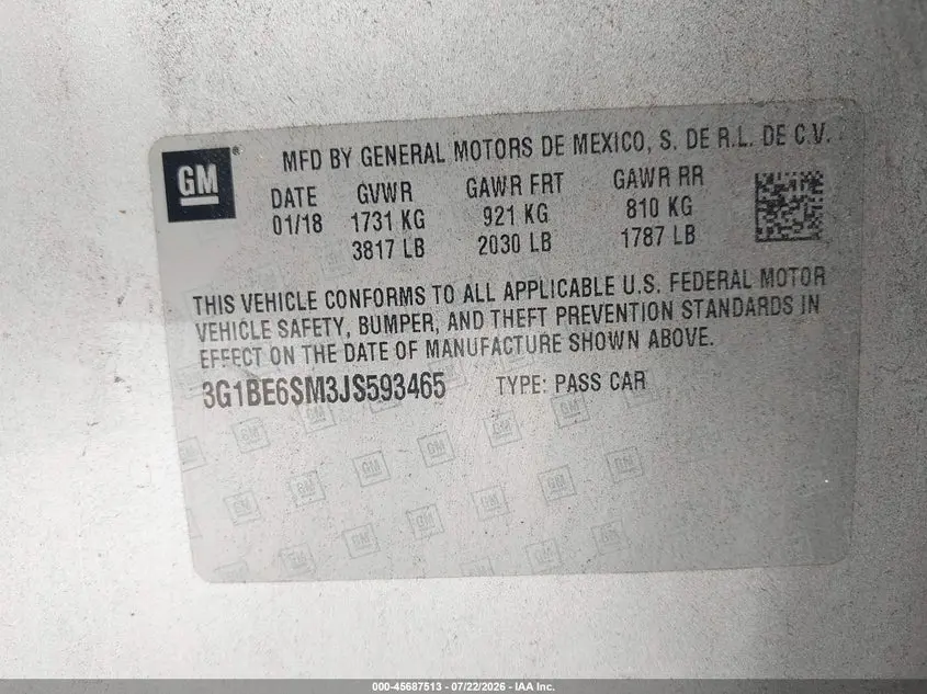 2018 CHEVROLET CRUZE LT AUTO