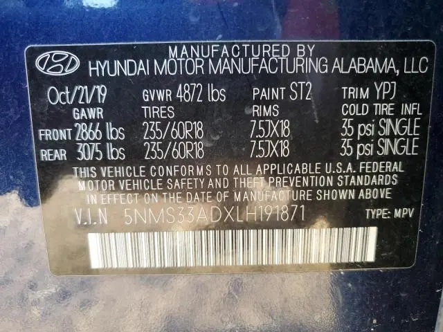 2020 HYUNDAI SANTA FE SEL