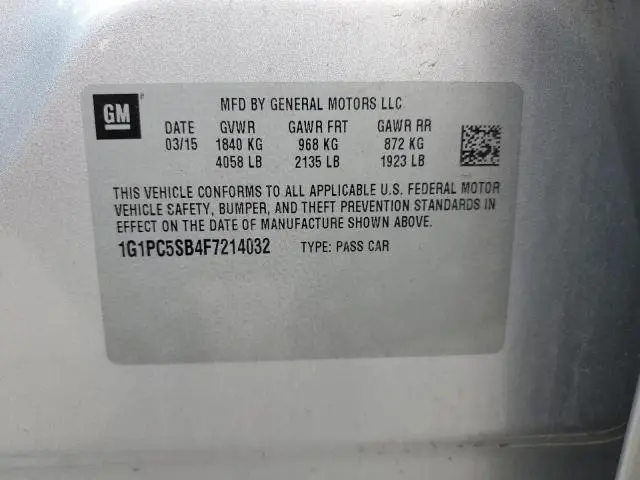 2015 CHEVROLET CRUZE LT  