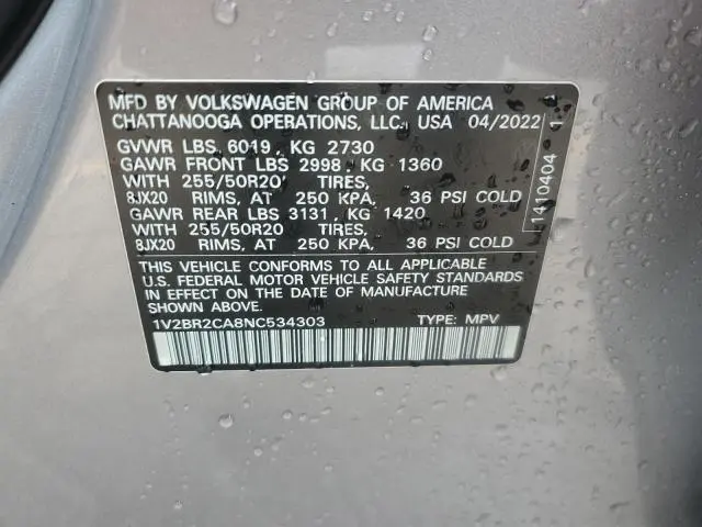 2022 VOLKSWAGEN ATLAS SEL  
