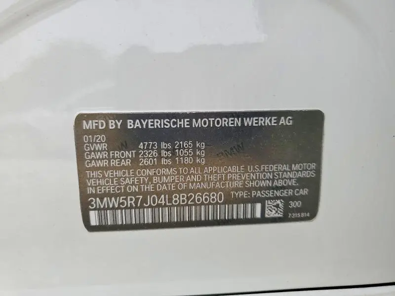 2020 BMW 330XI   