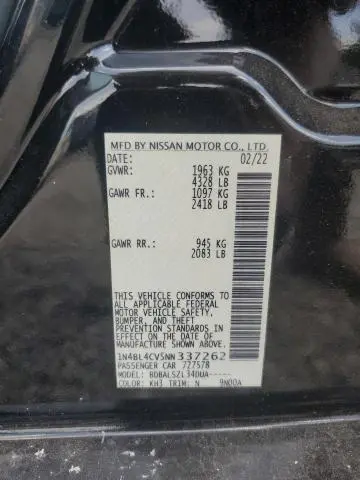 2022 NISSAN ALTIMA SR  