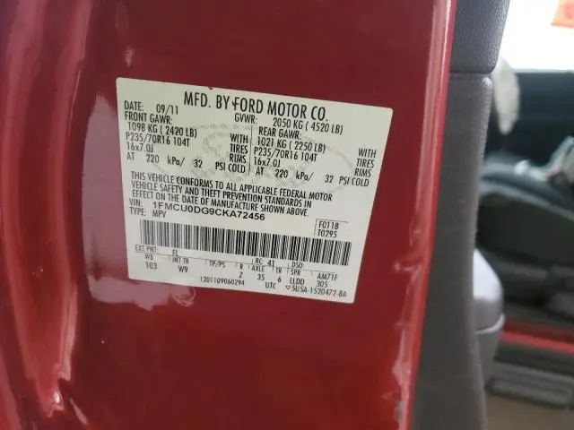 2012 FORD ESCAPE XLT  