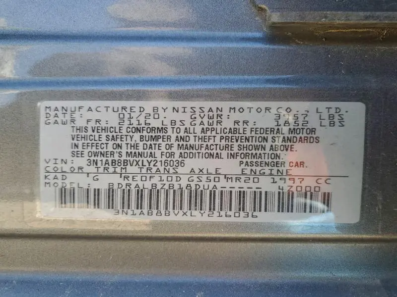 2020 NISSAN SENTRA S  