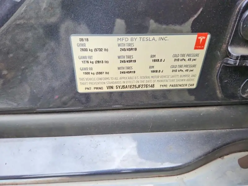 2018 TESLA MODEL S   