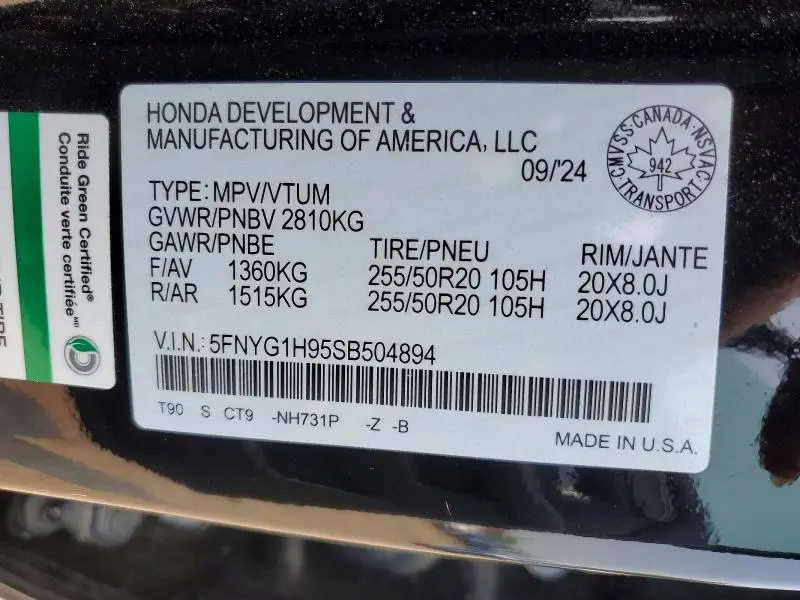 2025 HONDA PILOT BLACK  