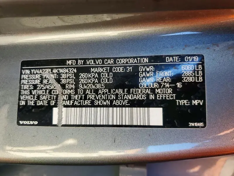 2019 VOLVO XC90 T6 INSCRIPTION  