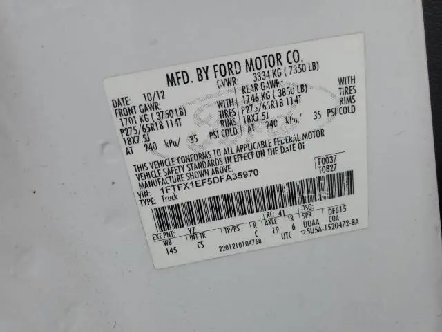 2013 FORD F150 SUPER CAB  