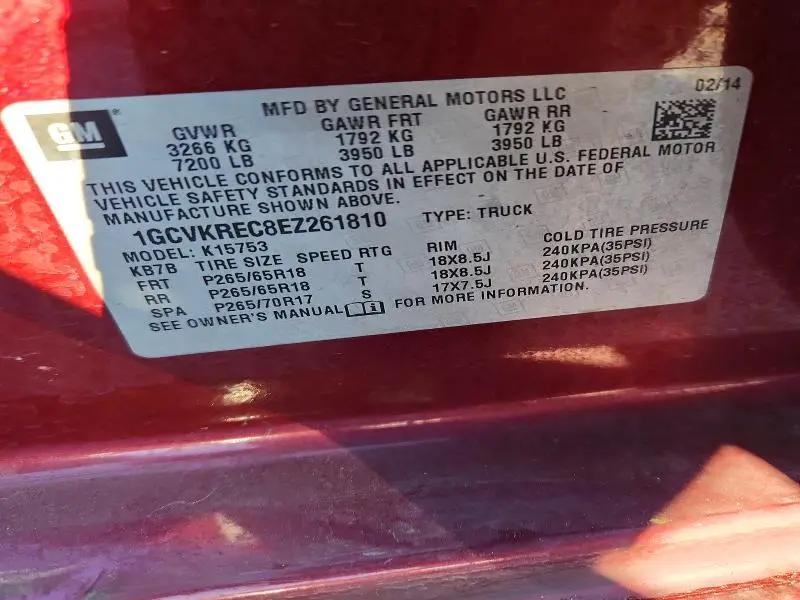 2014 CHEVROLET SILVERADO K1500 LT  