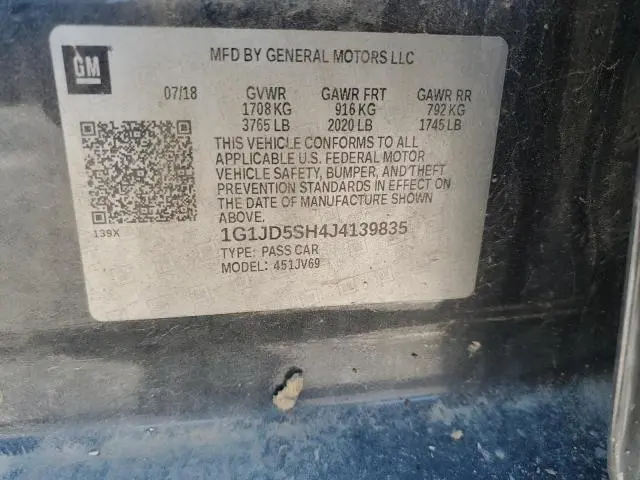 2018 CHEVROLET SONIC LT  